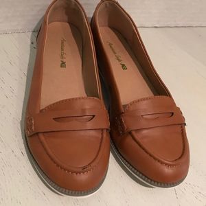 American Eagle British Tan Leather Loafers
